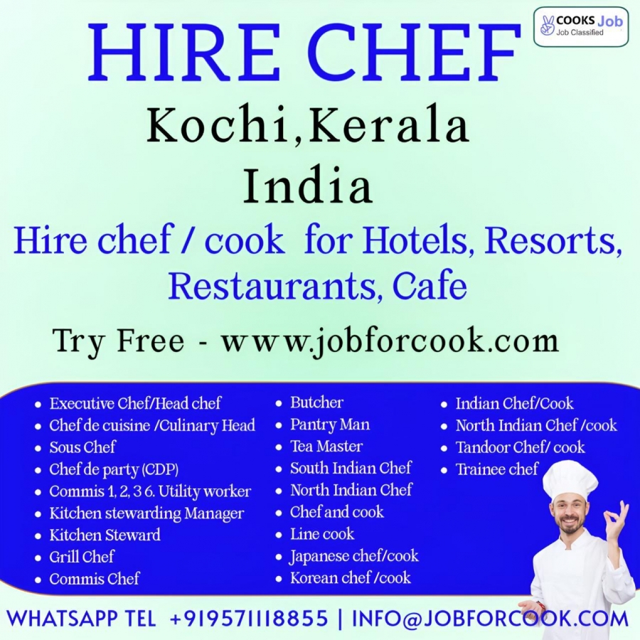 chefs cook Placements services Kochi Kerala by chef amit 