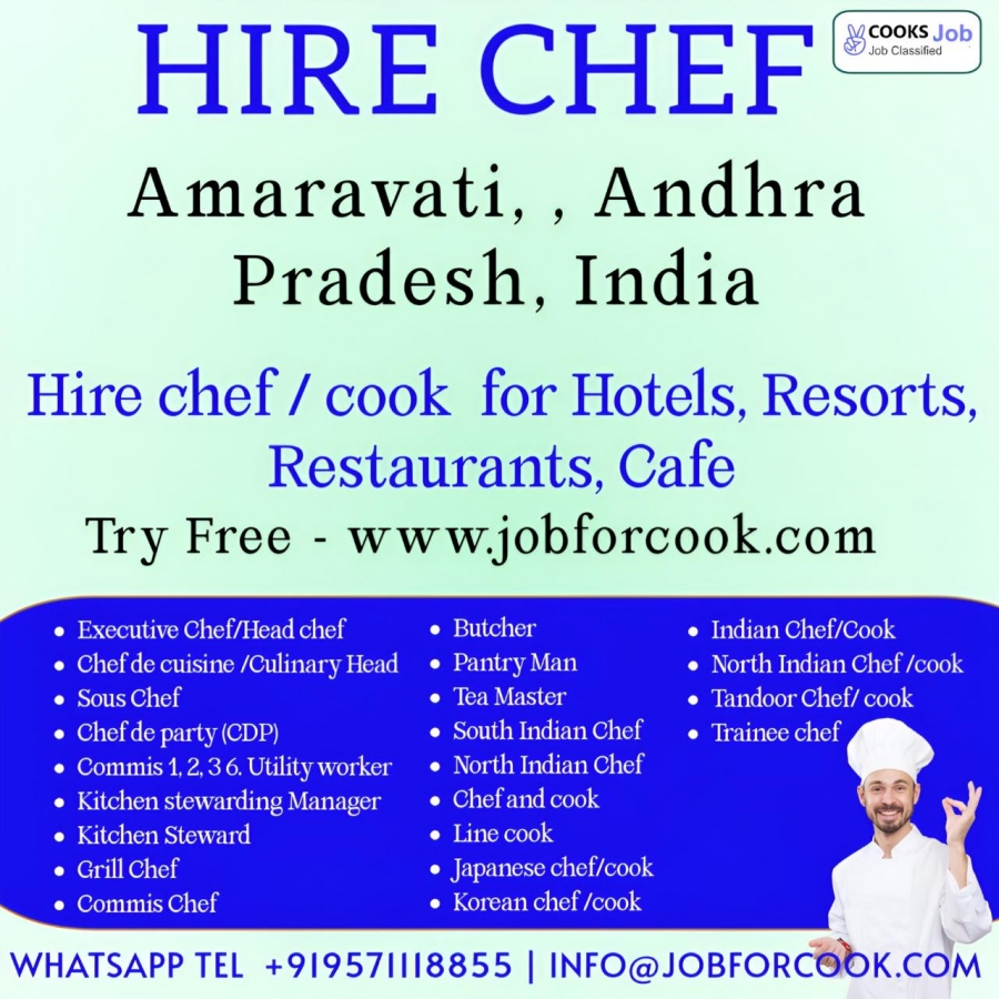 Andhrapradesh amravati chefs Providers jobforcook