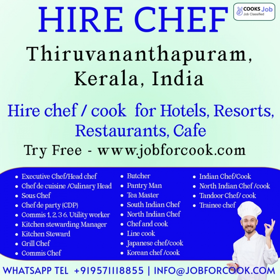 Thiruvananthapuram Kerala chefs Hire platform
