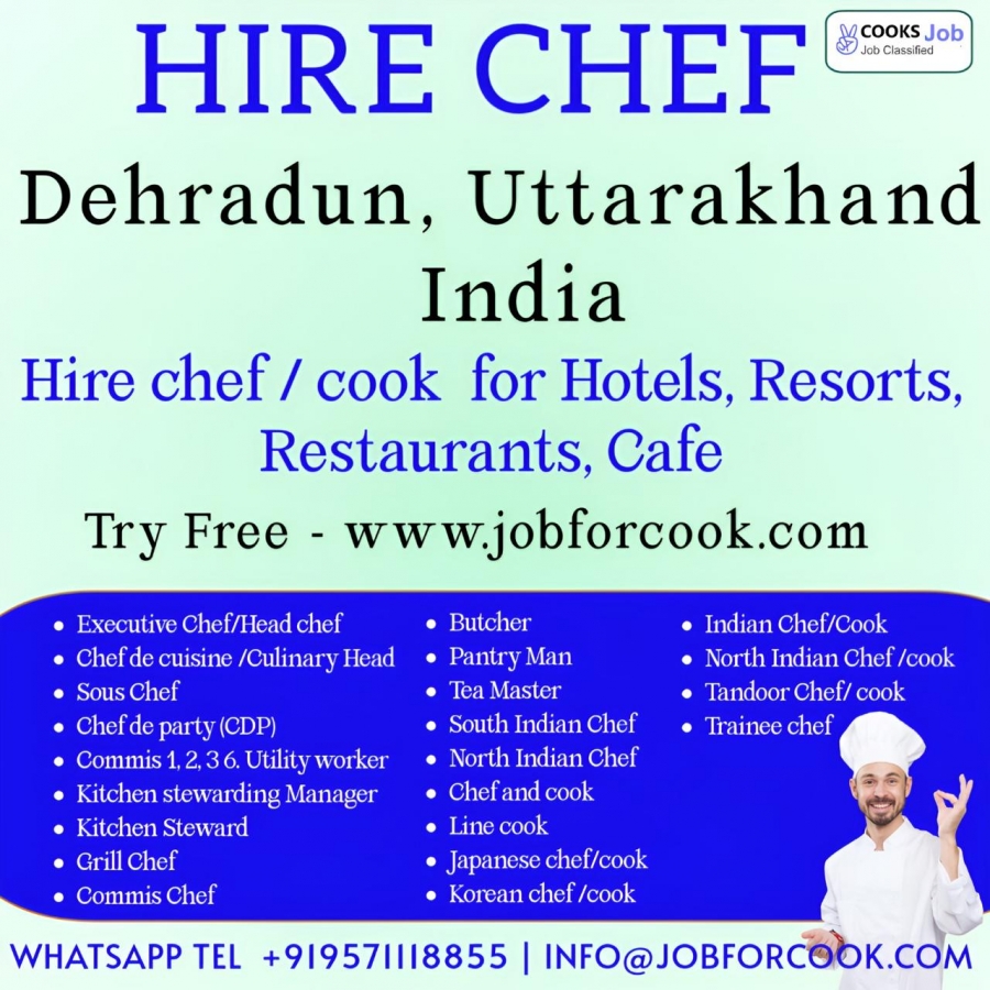 Dehradun chefs cooks jobs consulting