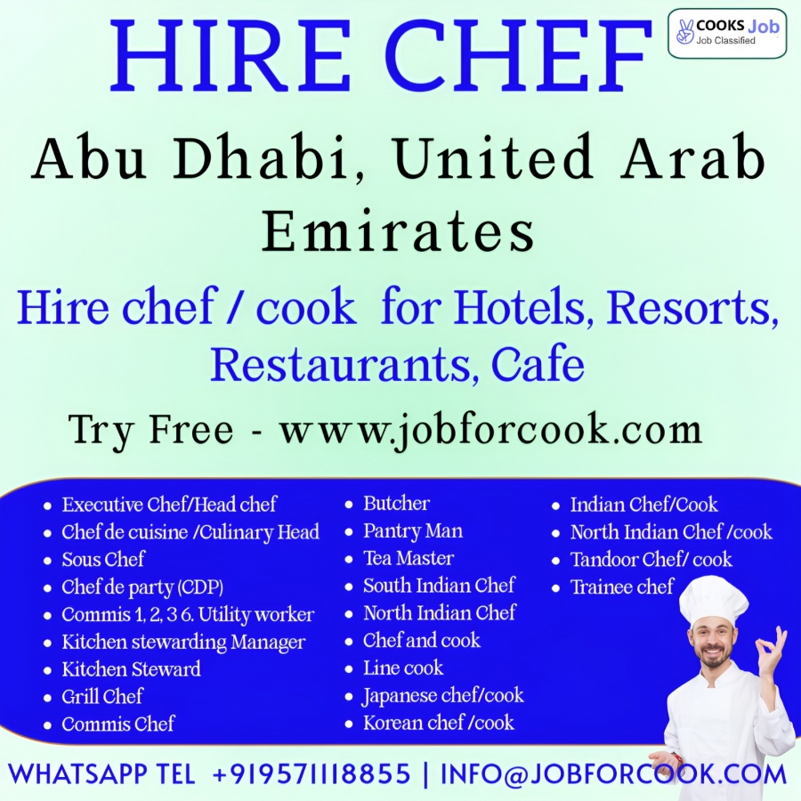 Abu Dhabi UAE chefs and cook Hiring portal