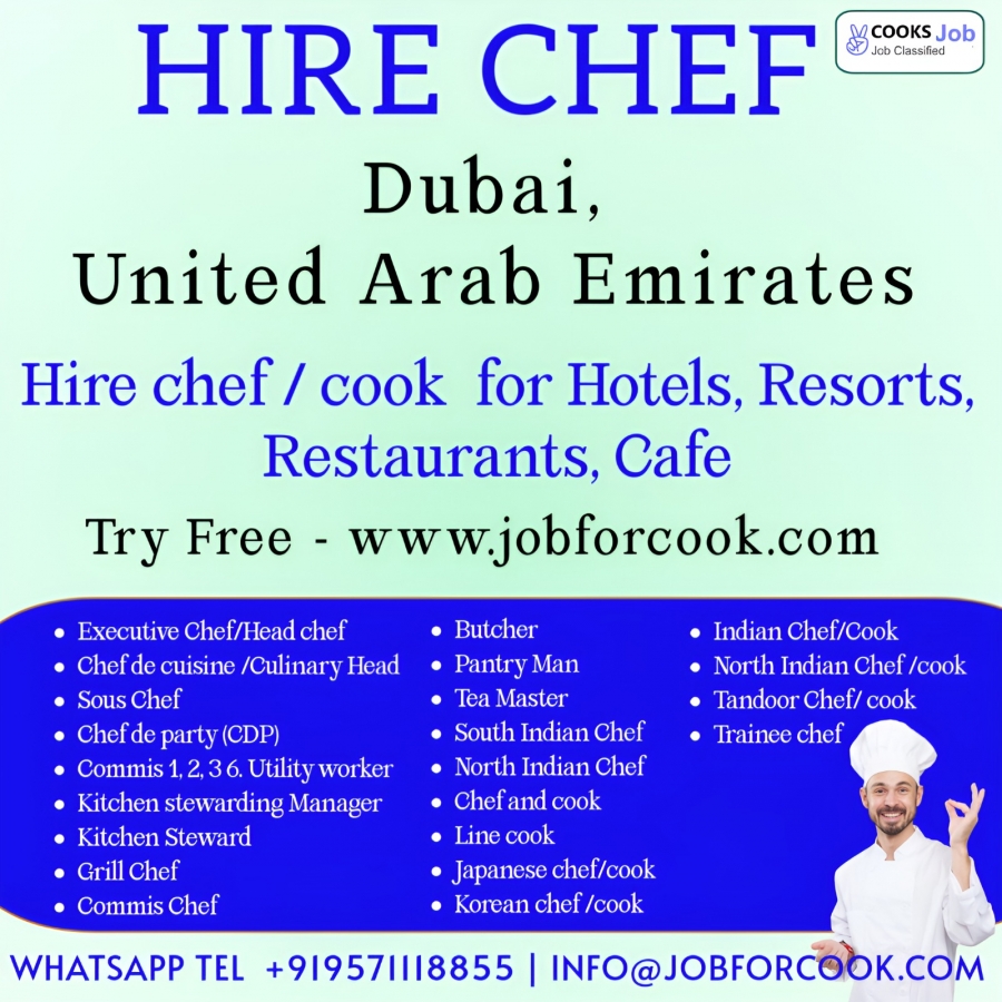 Dubai cooks indian chefs Hiring Consultants