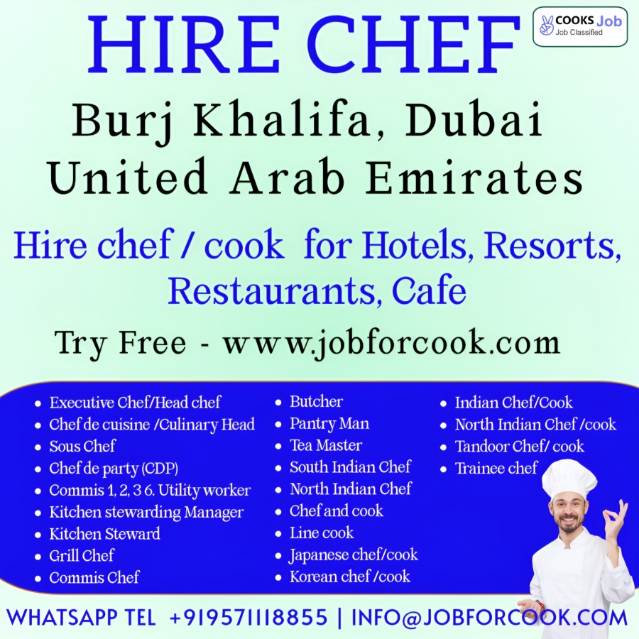 Burj Khalifa. Dubai, best chef and cooks.